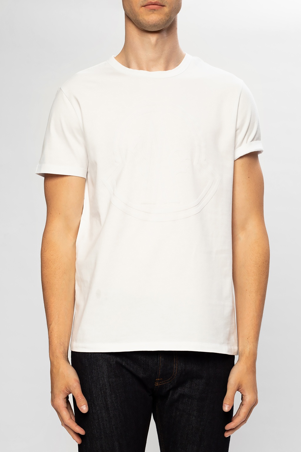 White T-shirt with velvet logo Moncler - Vitkac Italy